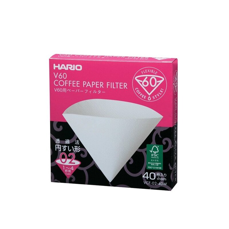 Hario V60 Filter Papers - 40 white (Boxed) - size 2